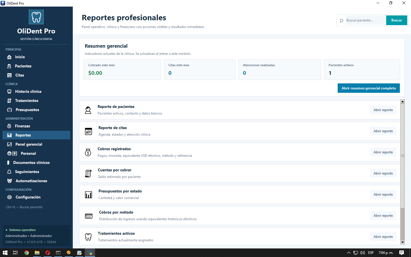 Reportes profesionales de OliDent Pro